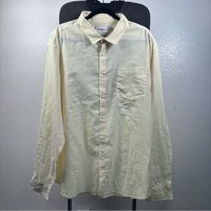 Goodfellow Men’s Yellow Linen Blend Casual Button Down Long Sleeve Shirt XXL